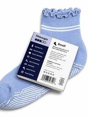 Bombas Women's Studio Gripper Quarter Socks Sail Blue Size S NWT